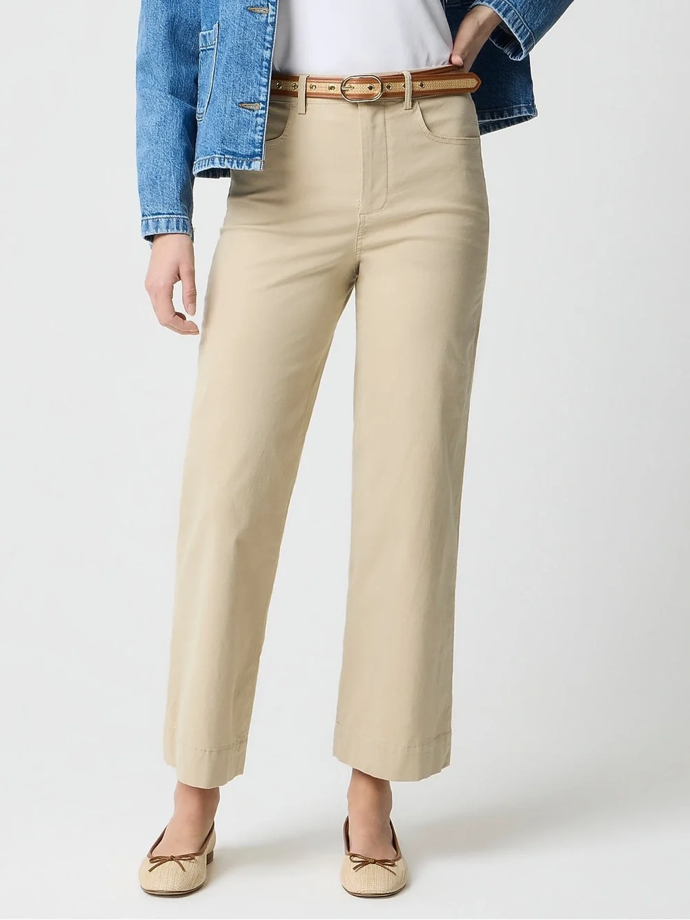 J. Crew Ella wide-leg cropped pant Light Khaki Size 28 NWT